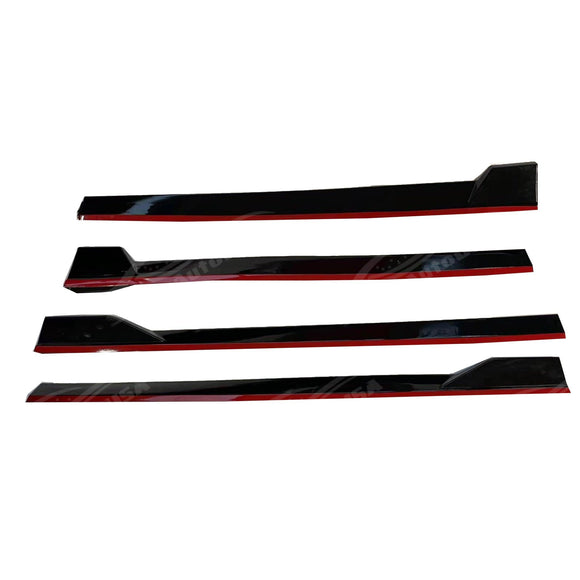 Premium Gloss Black Side Skirt Splitter Set with Red Trim for 2027 Toyota Camry
