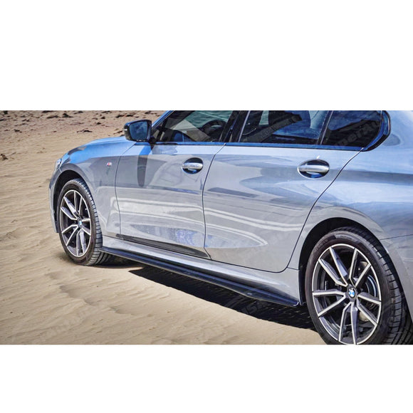 SuperAutoUSA side skirt extensions body kit with rocker panel for BMW 330i, 330i xDrive 2019-2025.
