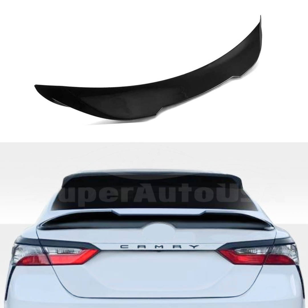 Fit 2018-2024 Toyota Camry TRD Style Rear Trunk Spoiler Wing (Gloss Black)