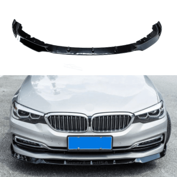 Fit 2019-2021 BMW G30 5 Series Front Bumper Lip Spoiler (Gloss Black)