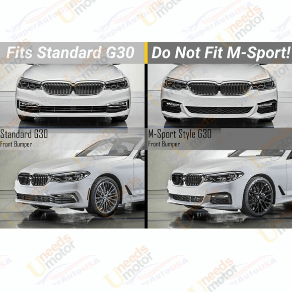 Fit 2019-2021 BMW G30 5 Series Front Bumper Lip Spoiler (Gloss Black)