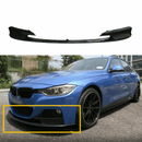 Fits 2012-2018 BMW F30 3 Series M Style Front Bumper Lip Body Kit Gloss Black 2pcs-1