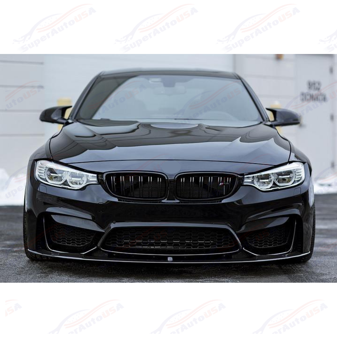 Fits 2015-2020 BMW F80 M3 F82 F83 M4  CS Style Front Bumper Lip Spoiler (Glossy Black) - 0