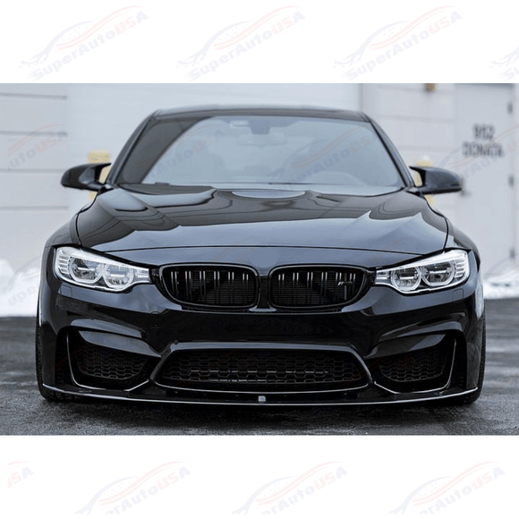 Fits 2015-2020 BMW F80 M3 F82 F83 M4 CS Style Front Bumper Lip Spoiler (Glossy Black)