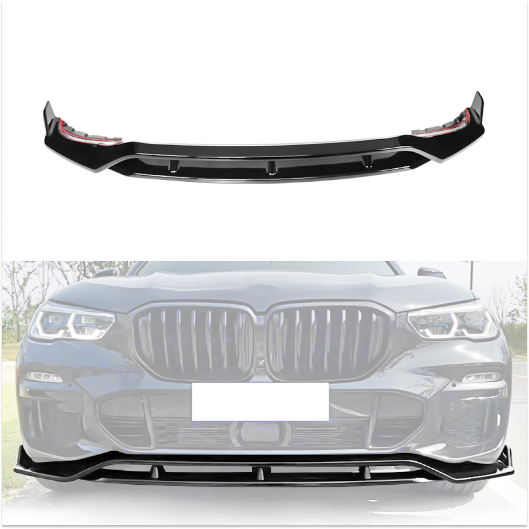 Fits 2019-2022 BMW G05 X5 with M Sport Front Bumper Lip Spoiler (Gloss Black)