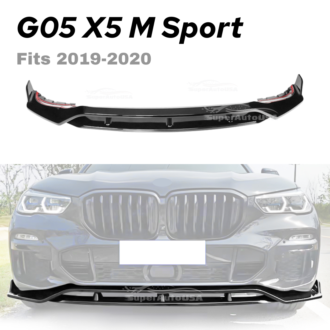 Fits 2019-2022 BMW G05 X5 with M Sport Front Bumper Lip Spoiler (Gloss Black) - 0