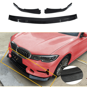 For 2019-2022 BMW 3 Series G20 G21 Base Front Bumper Lip Spoiler (Carbon Fiber Print)