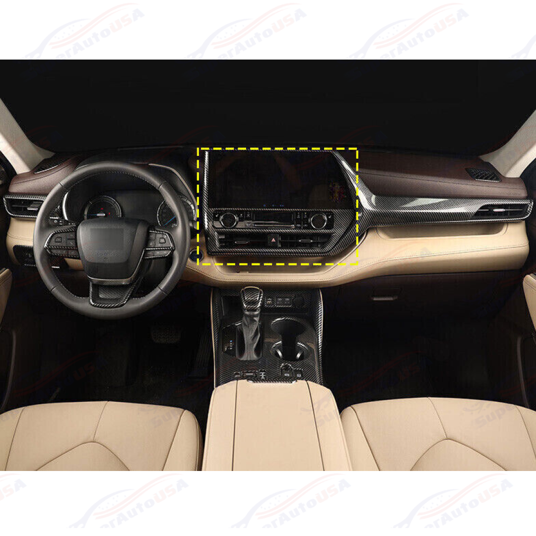 For Toyota Highlander 2020-24 Carbon Fiber Print Central Button Control Panel Trim - 0