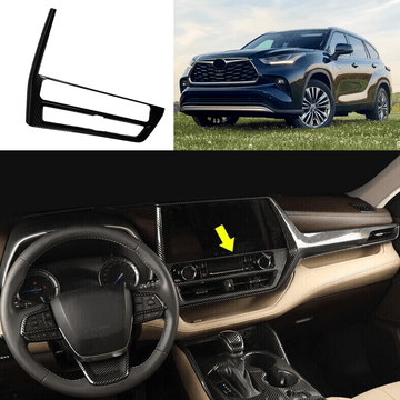 Embellecedor de panel de control con botones centrales con impresión de fibra de carbono para Toyota Highlander 2020-24 
