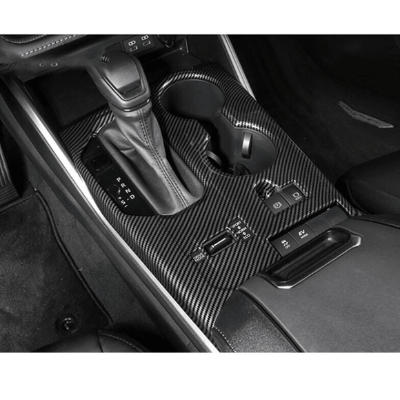 Fits 2020-2025 Toyota Highlander Gear Box Shift Cup Holder Cover (Carbon Fiber Print)