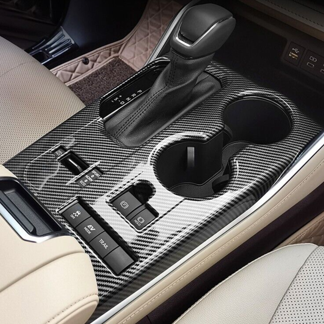 Fits 2020-2021 Toyota Highlander Gear Box Shift Cup Holder Cover (Carbon Fiber Print) - 0