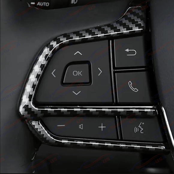 Fits Toyota Highlander 20-24 Carbon Fiber Print Steering Wheel Control Panel Cover Trim