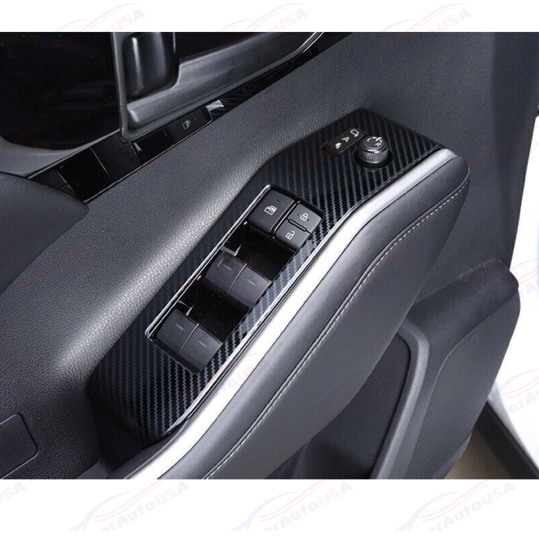 Fit 2020-2024 Toyota Highlander Interior Window Switch Panel Trim (Carbon Fiber Print)