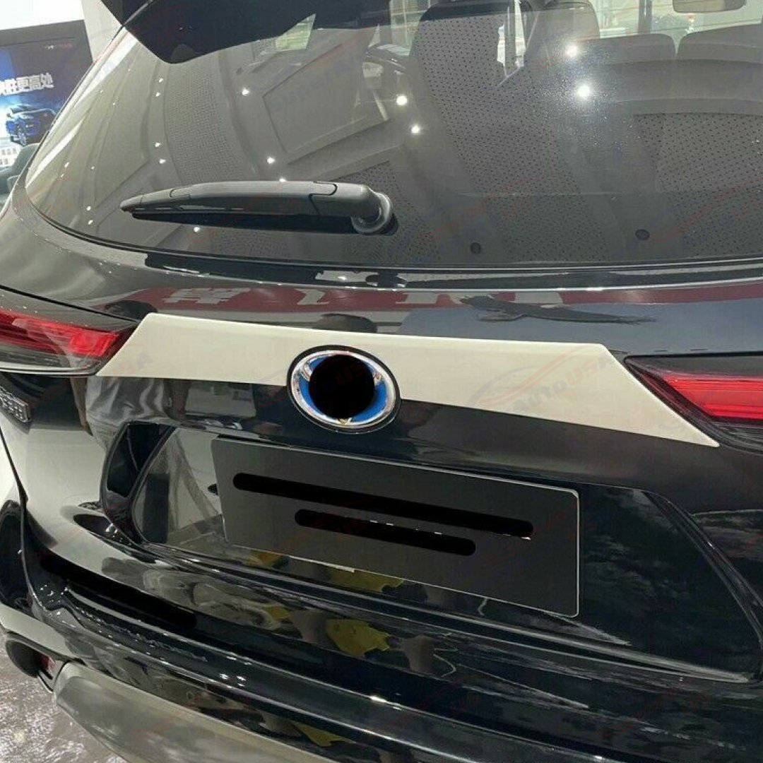Se adapta a la tapa del maletero de la puerta trasera de Toyota Highlander 2020-2022, decoración de la cubierta del pestillo, moldura (impresión de fibra de carbono)