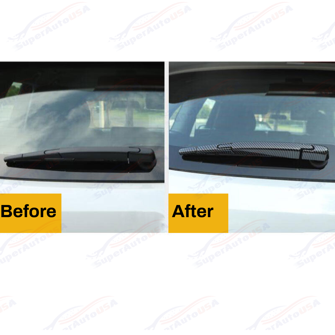 Fits 2020-2022 Toyota Highlander Rear Window Rain Wiper Decorative Cover Trim (Carbon Fiber Print)-5