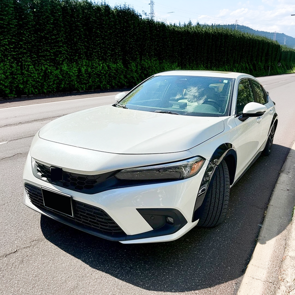 Close-up of the textured finish on the Civic fender flares