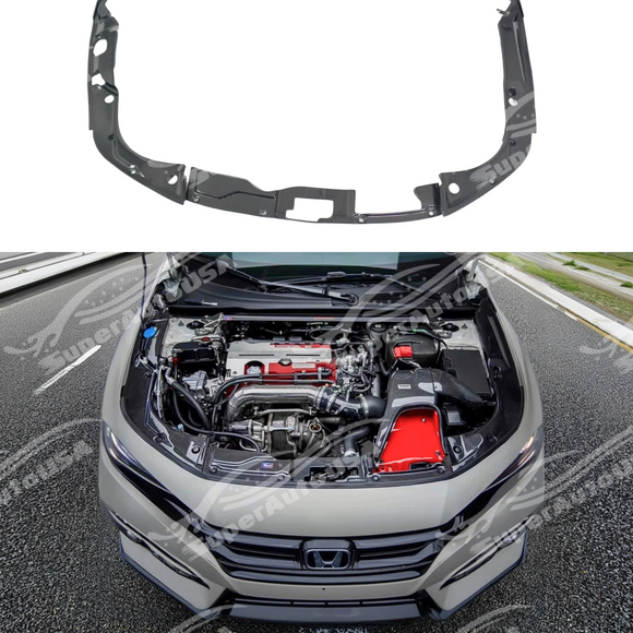 SuperAutoUSA real carbon fiber radiator cooling plate shroud on a 2023 Honda Civic Type R FL5