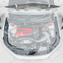 Close-up of the SuperAutoUSA real carbon fiber weave on the Civic Type R cooling plate