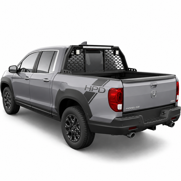 Rugged overland chase rack styling complementing a Honda Ridgeline HPD package edition