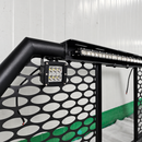 Detailed perspective showing the modular telescoping crossmember and width adjustment slot mechanism