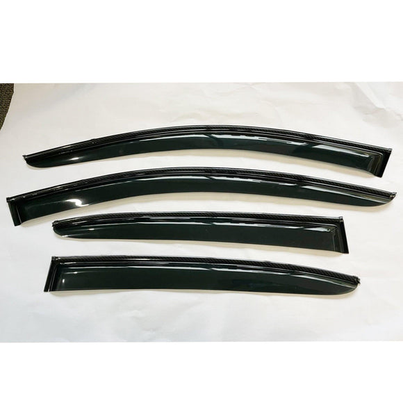 Fits 07-15 Infiniti G25 G35 G37 Q40 Window Visors Sun Guard Shade Deflector w/ Carbon paint Trims