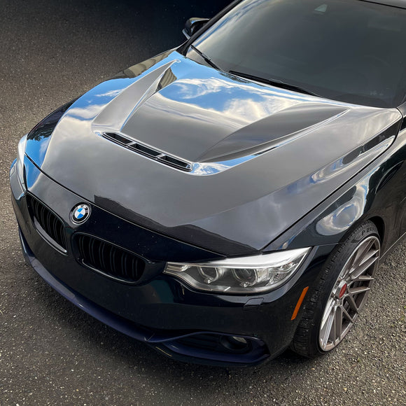 2012-2018 BMW F30 F32 F33 F36 3 Series + 4 Series - Carbon Fiber CS Style Vented Hood