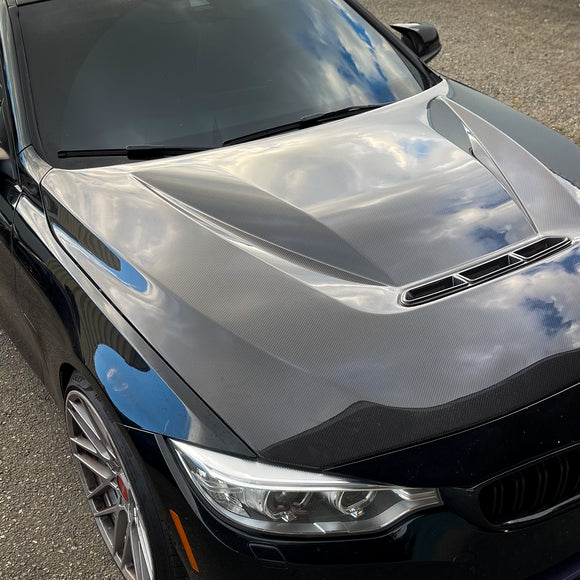 2012-2018 BMW F30 F32 F33 F36 3 Series + 4 Series - Carbon Fiber CS Style Vented Hood