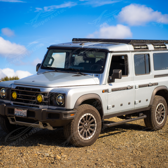 Close-up showing the robust anti-theft locking end caps on the utility roof cross bars.