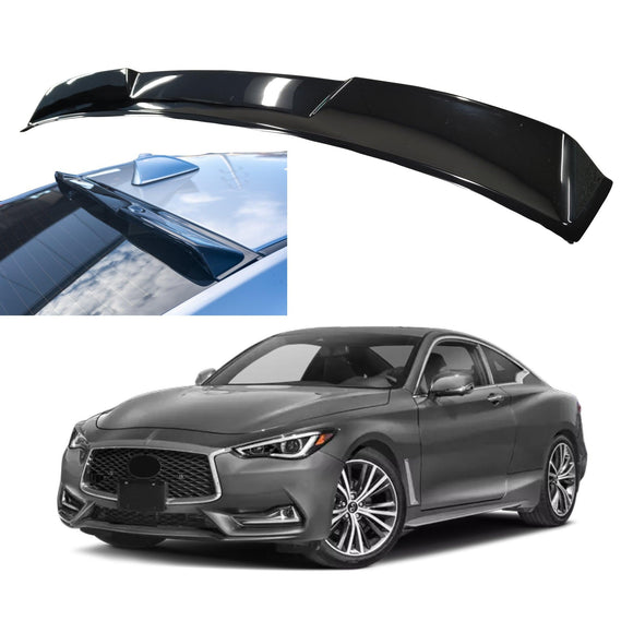 Fits 2014-2025 INFINITI Q60 ABS Gloss Black Rear Roof Window Visor Spoiler Wing