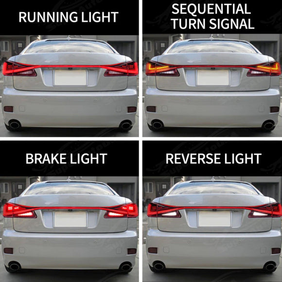 Fits 2006-2012 Lexus IS250 350 Full LED Tail Lights Sequential Assembly