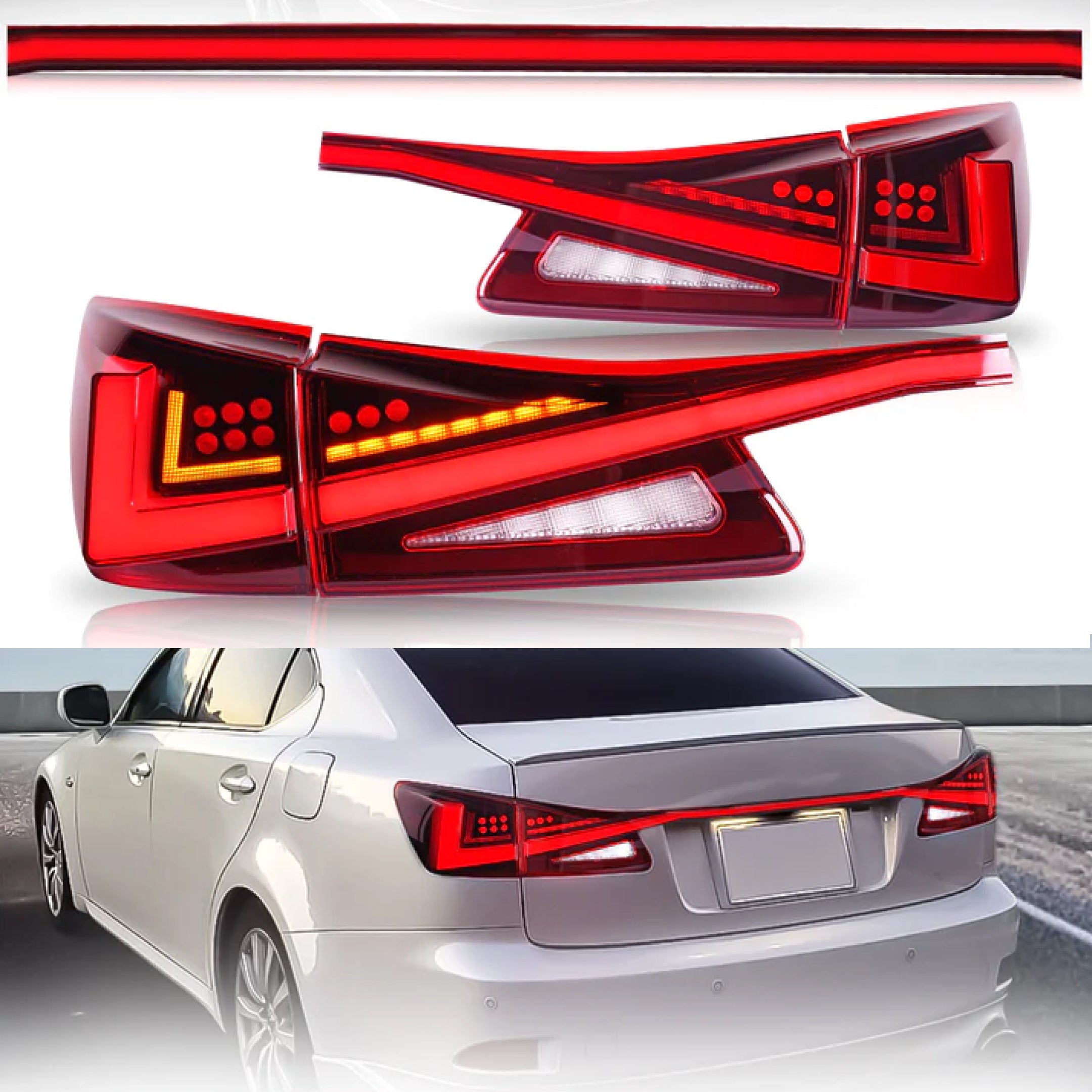 Fits 2006-2012 Lexus IS250 350 Full LED Tail Lights Sequential Assembly