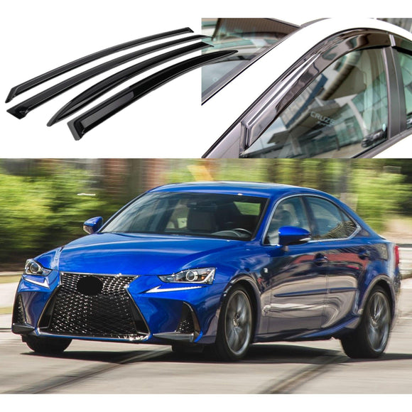 Se adapta a Lexus IS200t 250 300 350 2014-20, viseras para ventanas con ventilación de estilo OE, protectores contra la lluvia, el sol y el viento, deflectores de sombra