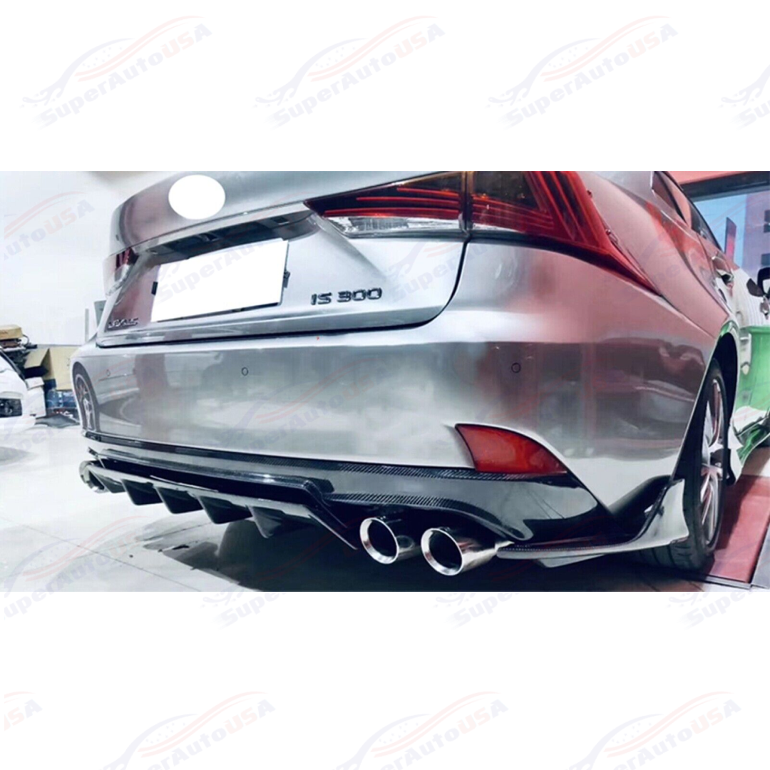 Fits 2013-20 Lexus IS300 IS350 Shark Curved Gloss Black Rear Bumper Diffuser
