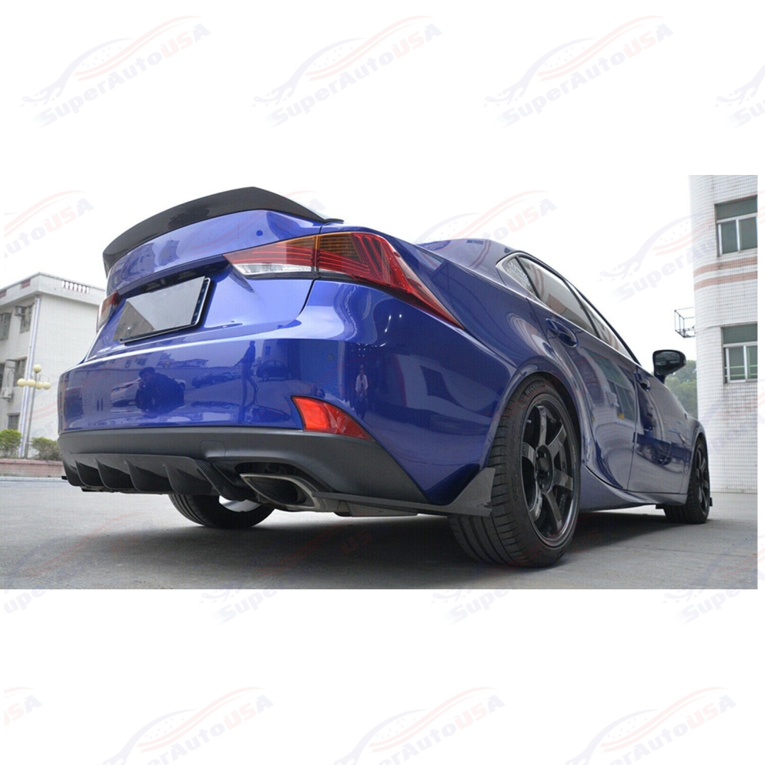 Fits 2013-20 Lexus IS300 IS350 Shark Curved Gloss Black Rear Bumper Diffuser