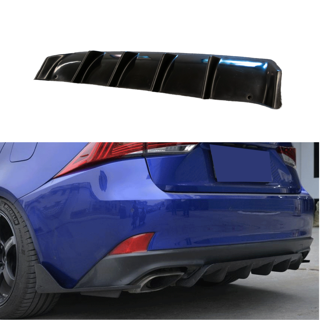 Fits 2013-20 Lexus IS300 IS350 Shark Curved Gloss Black Rear Bumper Diffuser-1