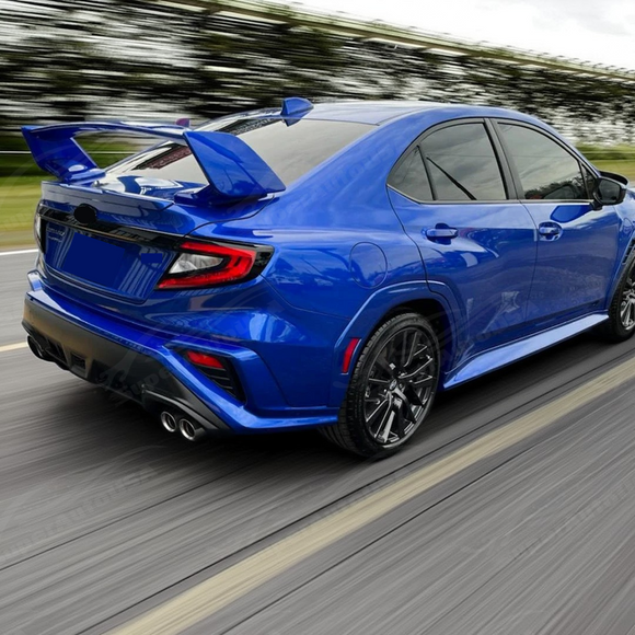 Custom-painted K7X WR Blue Pearl fender flares for VB WRX