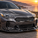 Close-up view showing precision 3D contour alignment along the factory Kia Stinger lower valance