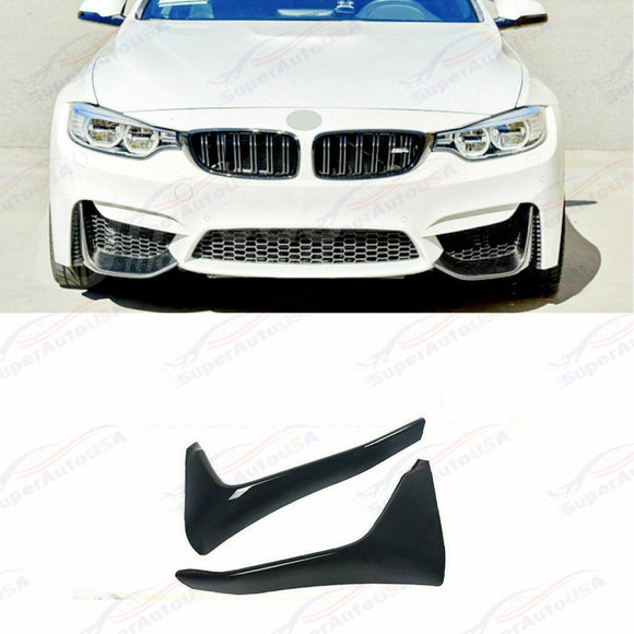 For BMW F80 M3 F82 F83 M4 2015-20 Gloss Black Front Bumper Lip Corner Splitter