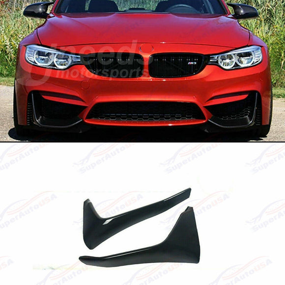 For BMW F80 M3 F82 F83 M4 2015-20 Gloss Black Front Bumper Lip Corner Splitter