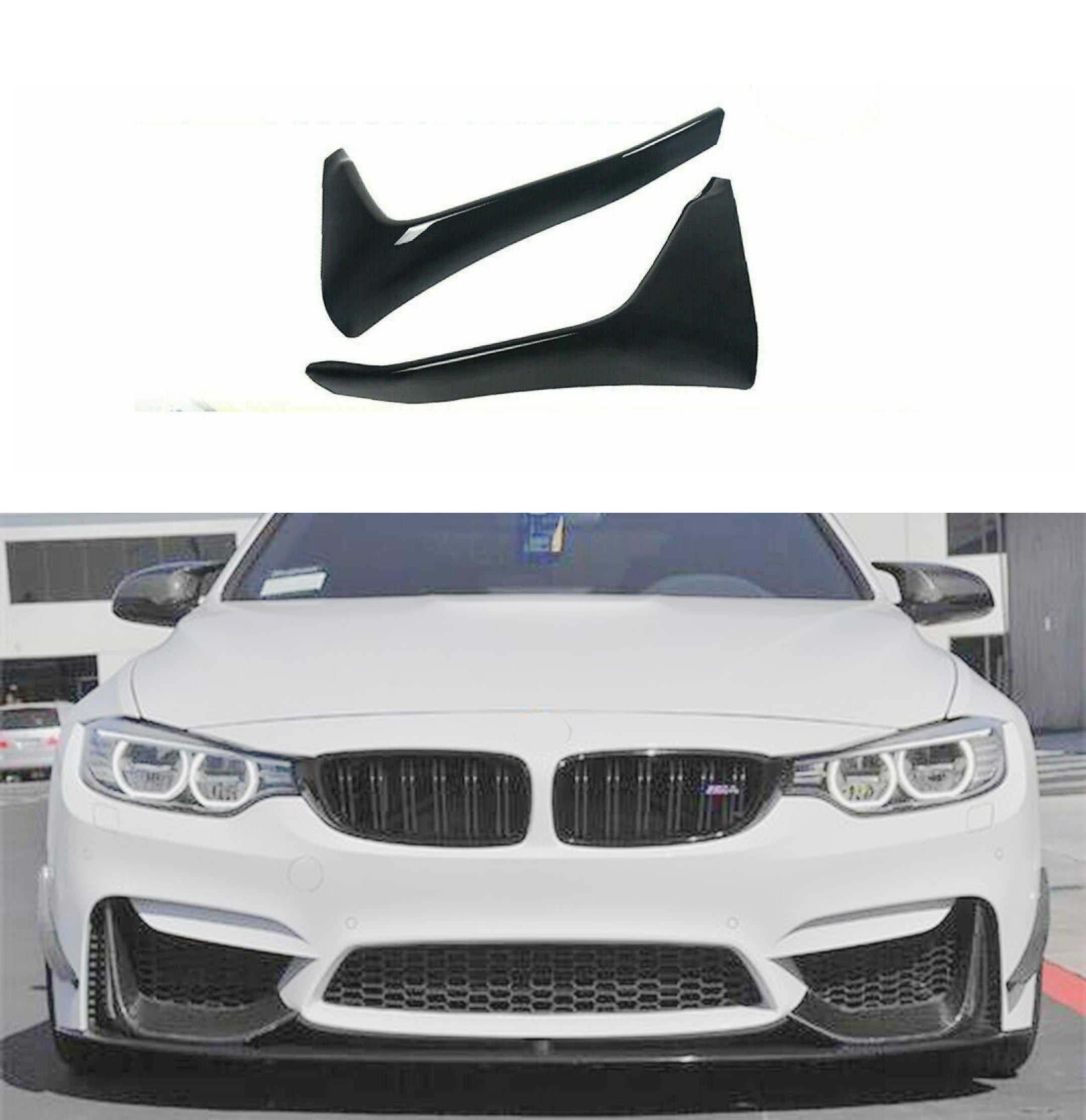 For BMW F80 M3 F82 F83 M4 2015-20 Gloss Black Front Bumper Lip Corner Splitter-1