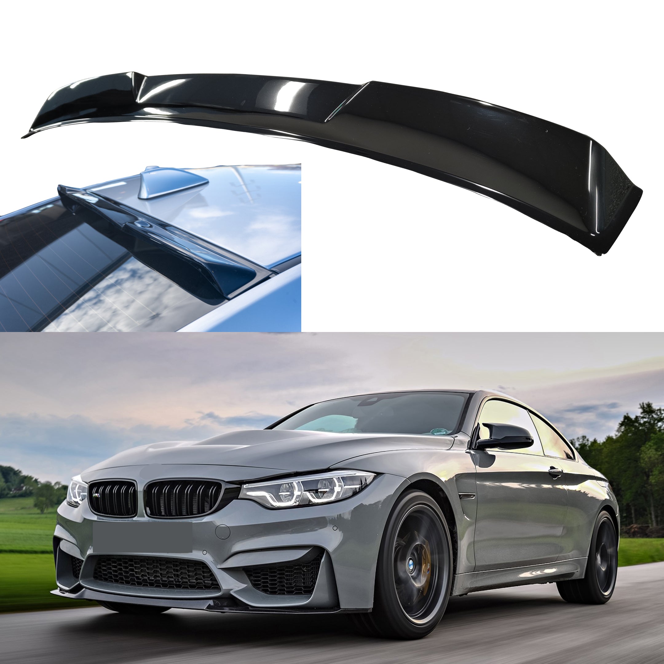 Fits 2015-2020 BMW M4 F82 Gloss Black ABS Rear Roof Window Visor Spoiler Wing-1