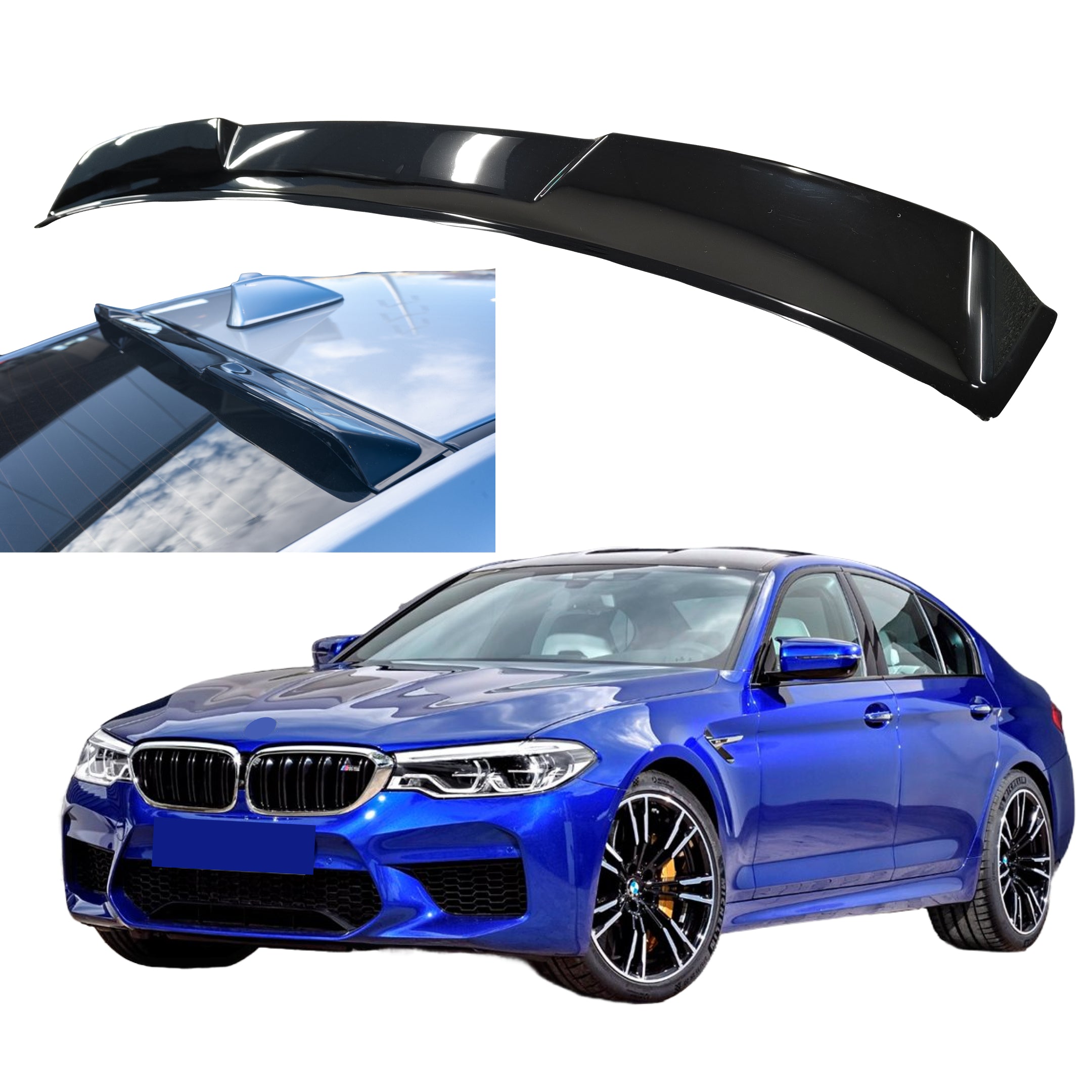 Fits 2018-2023 BMW M5 F90 ABS Gloss Black Rear Roof Window Visor Spoiler Wing-1