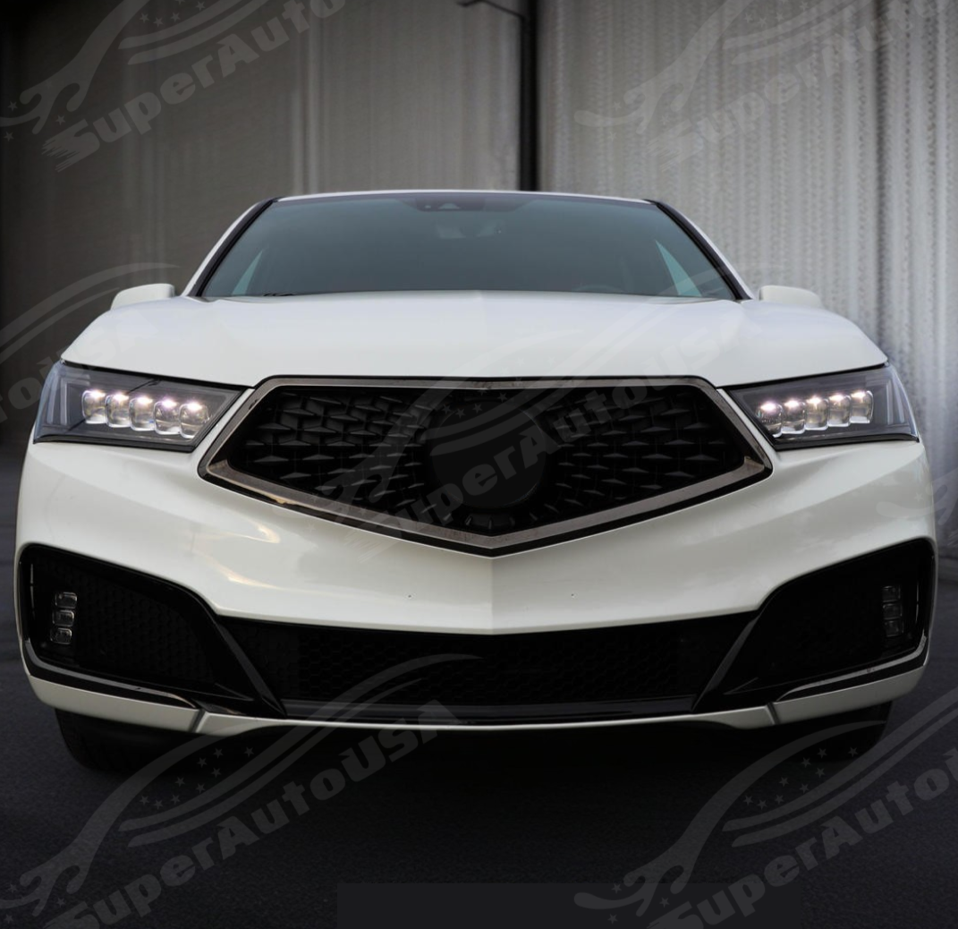 Gloss black front bumper upper grille assembly adds style to Acura MDX 2017-2020