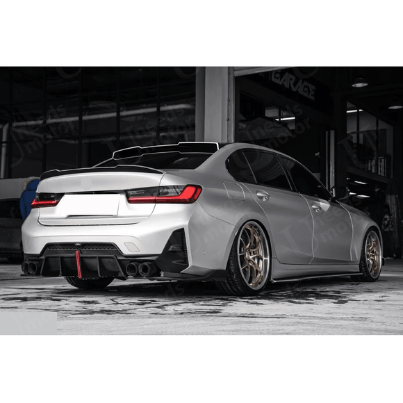 Difusor trasero negro brillante con luz LED para BMW Serie 3 G20 LCI 330i M-Sport 2023-2024 