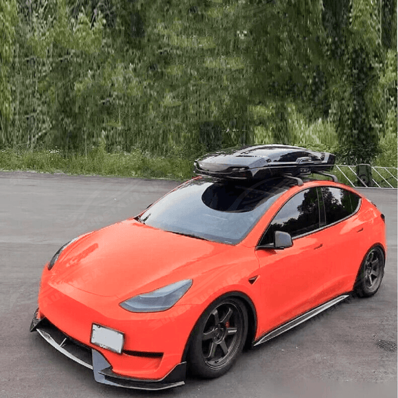 Fits Tesla Model Y 2020-2024 Carbon Fiber Print Front Lip Splitter