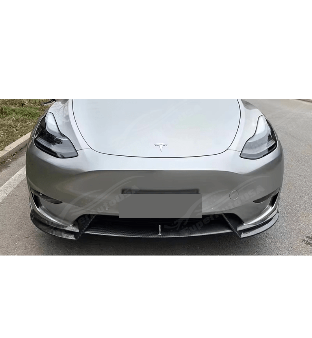 2024 Tesla Model Y Full Carbon Fiber Front Bumper Splitter Spoiler Lip