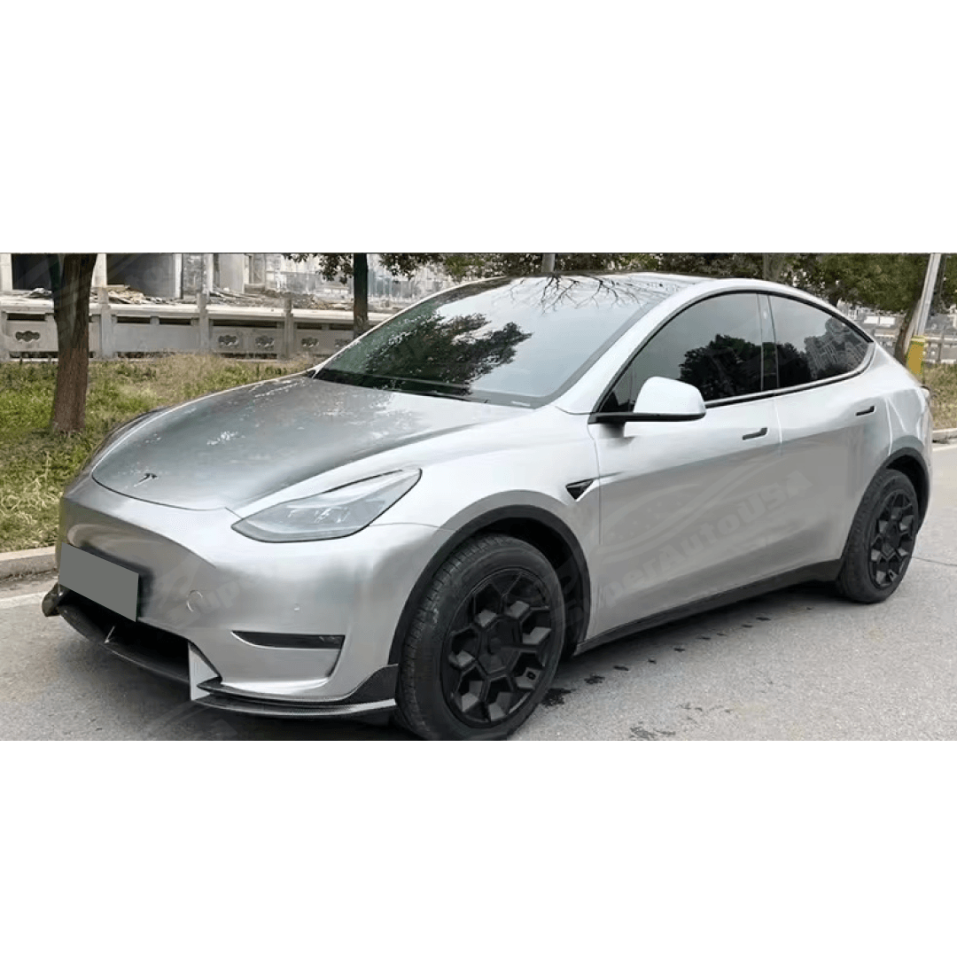 High-Quality Full Carbon Fiber Front Bumper Splitter Spoiler Lip for 2018 Tesla Model Y