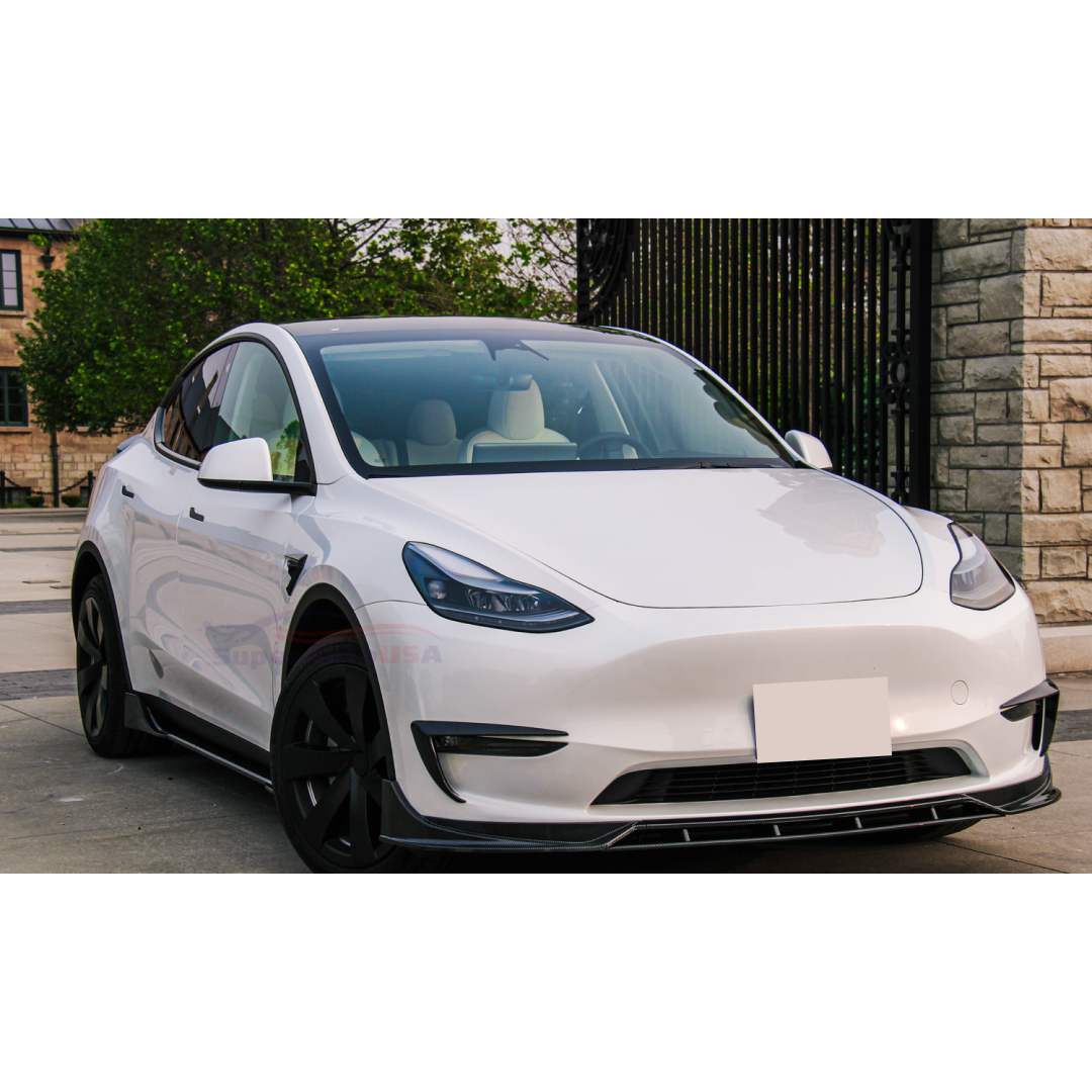 Fits Tesla Model Y 2020-2023 Carbon Fiber Front Fog Light Trim Eyebrow Frame