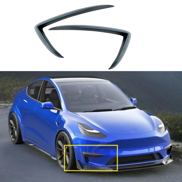 Fits Tesla Model Y 2020-2023 Carbon Fiber Front Fog Light Trim Eyebrow Frame by Superautousa