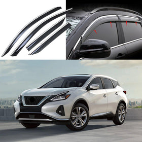 Fits 2015-2024 Nissan Murano Chrome Trim Vent Window Visors Rain Guards Shade Deflectors